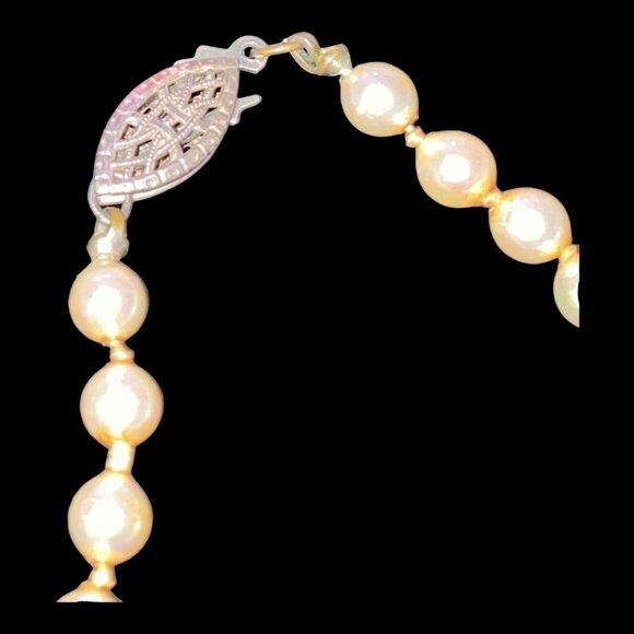 Pearl Glass Bead Necklace Bracelet Set Rhinestones Vintage - Picture 3 of 11